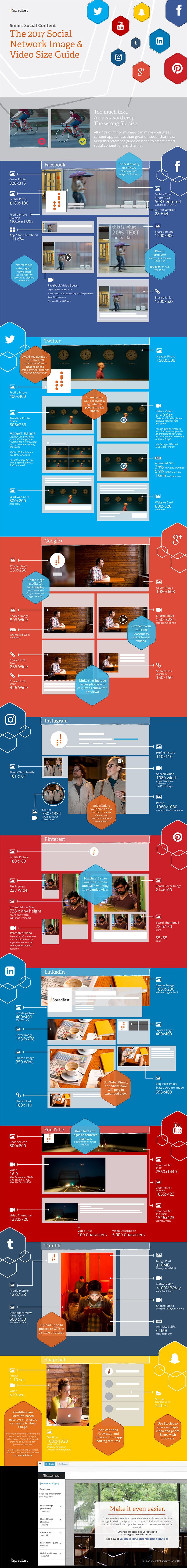 2017 sizing for social media infographic tipsheet by spredfast